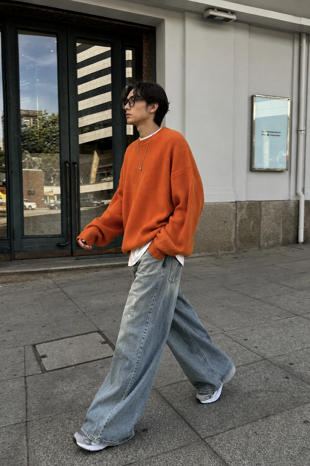 오렌지 니트 · 남성 스타일링